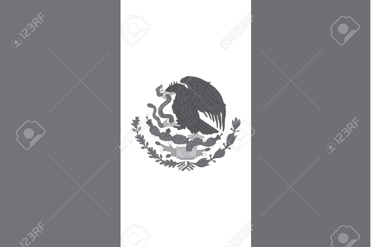 Illustrated grayscale flag of the country of Mexico
