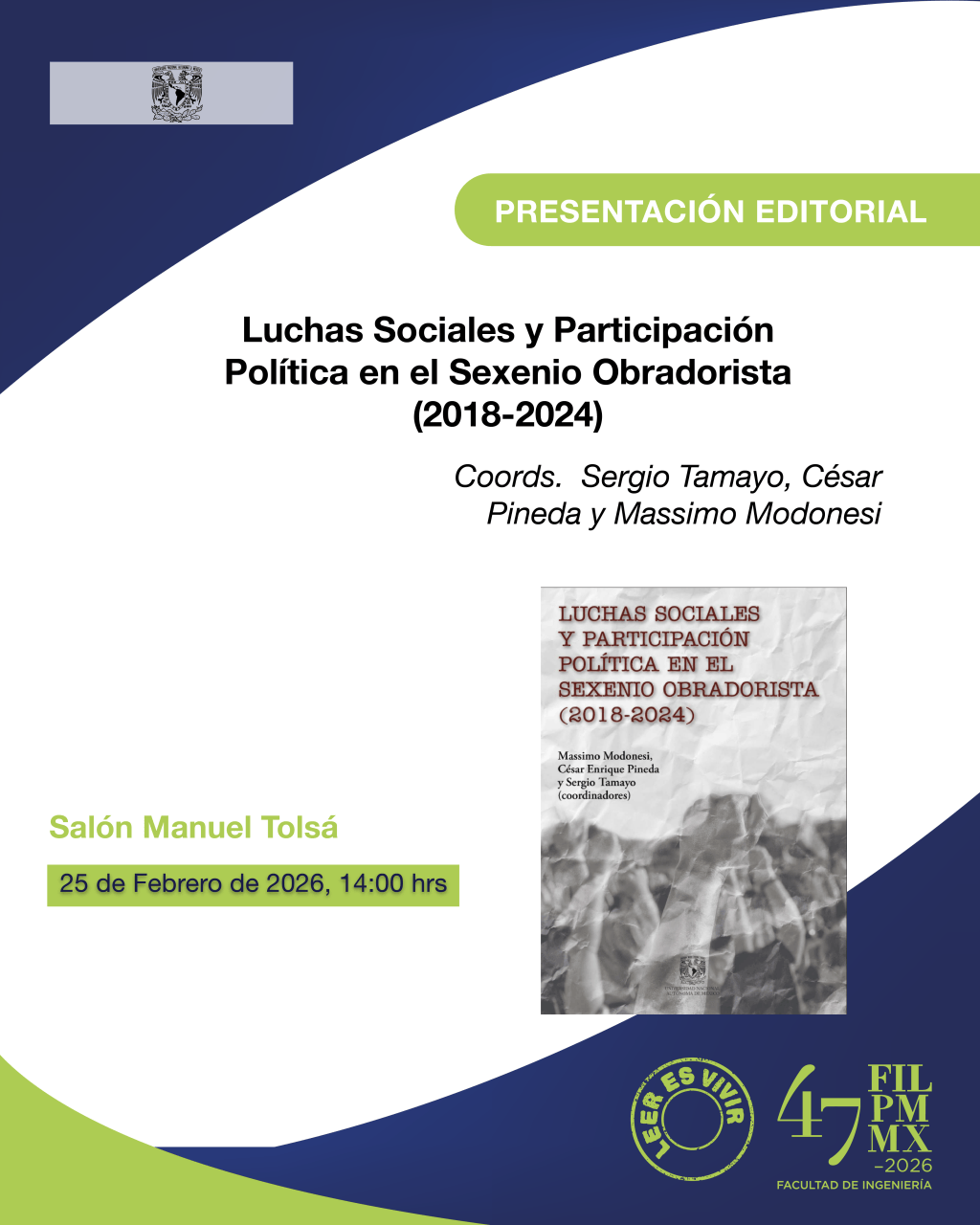 Presentación libro sobre el sexenio obradorista en la FIL en&nbsp;Minería